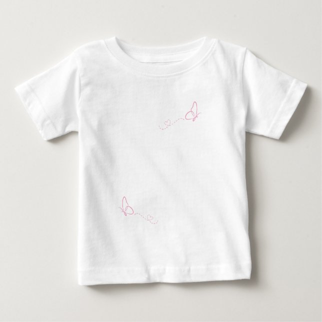 Camiseta De Bebé Mariposa Rosa Fondo Rosa (Anverso)