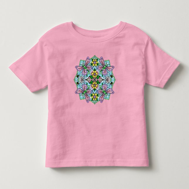 Camiseta De Bebé Mariposa rosa Mandala Mano caprichosa (Anverso)