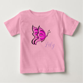 Camiseta De Bebé mariposa rosa - nombre de su bebé