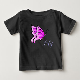 Camiseta De Bebé mariposa rosada - su nombre del bebé