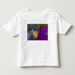 Camiseta De Bebé Mariposa tropical en flores moradas