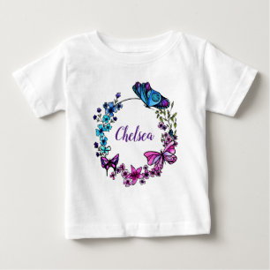 Camiseta De Bebé Mariposa y flores