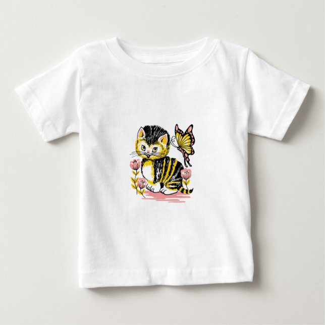 Camiseta De Bebé Mariposa y Gatito (Anverso)
