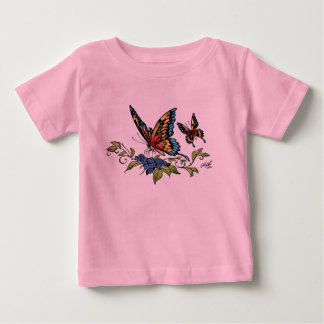 Camiseta De Bebé Mariposa y mariposas a todo color por el Al Río