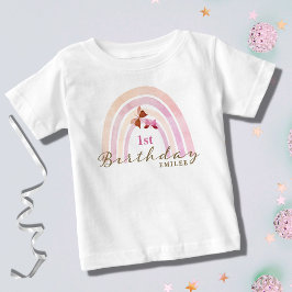 Camiseta De Bebé Mariposas arcoiris Fiesta de cumpleaños Pastel