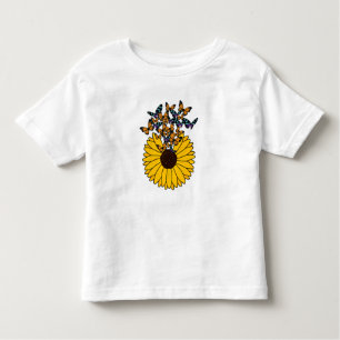 Camiseta De Bebé Mariposas con girasol