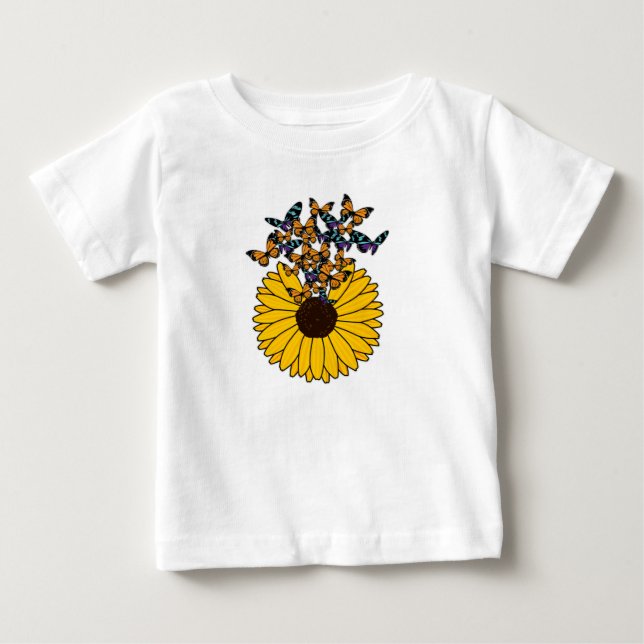 Camiseta De Bebé Mariposas con girasol (Anverso)