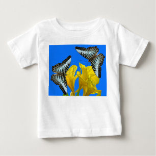 Camiseta De Bebé Mariposas de barquillos azules malayas en Canna Ki