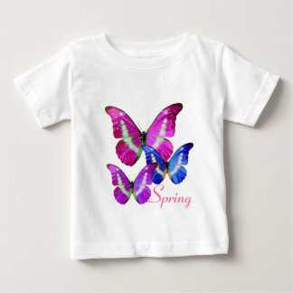 CAMISETA DE BEBÉ MARIPOSAS DE LA PRIMAVERA AZUL DE PURPLE ROSA