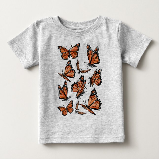 Camiseta De Bebé Mariposas de monarca geométricas (Anverso)