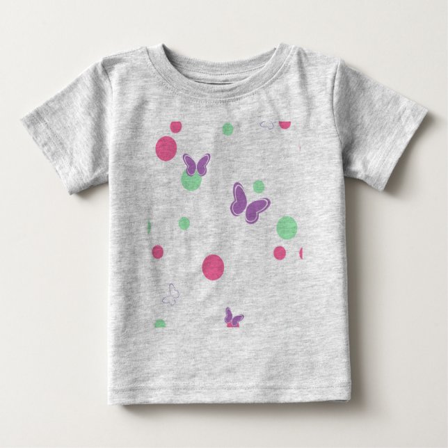 Camiseta De Bebé mariposas dulces y lunares (Anverso)