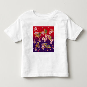 Camiseta De Bebé Mariposas japonesas en medio de flores de sakura