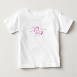 Camiseta De Bebé Mariposas Personalizadas De Unicornio Rosa Nombran