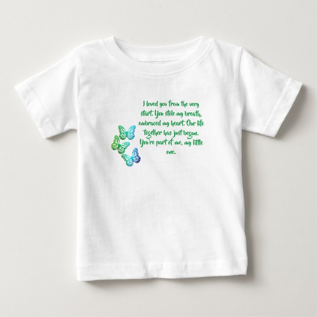 Camiseta De Bebé Mariposas, poema de amor para un recién nacido (Anverso)