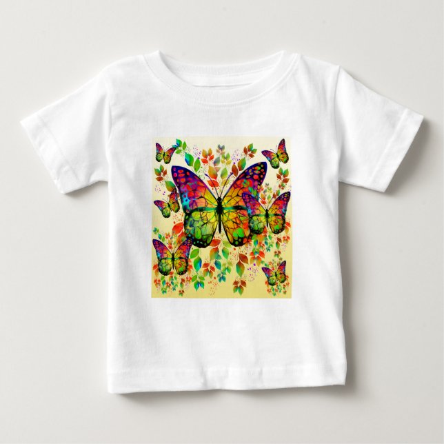 CAMISETA DE BEBÉ MARIPOSAS PRIMAVERALES NATURALEZA COLORIDA (Anverso)
