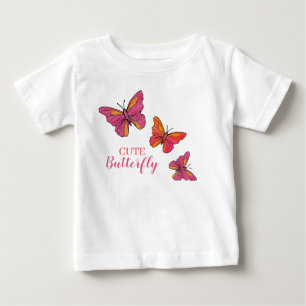 Camiseta De Bebé Mariposas rosadas