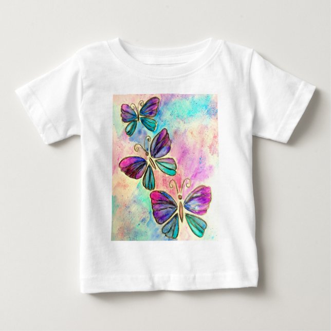 Camiseta De Bebé Mariposas voladoras Baby Bodysuit o T-Shirt (Anverso)