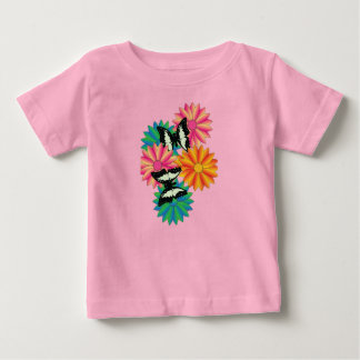 Camiseta De Bebé Mariposas y flores