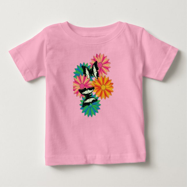 Camiseta De Bebé Mariposas y flores (Anverso)