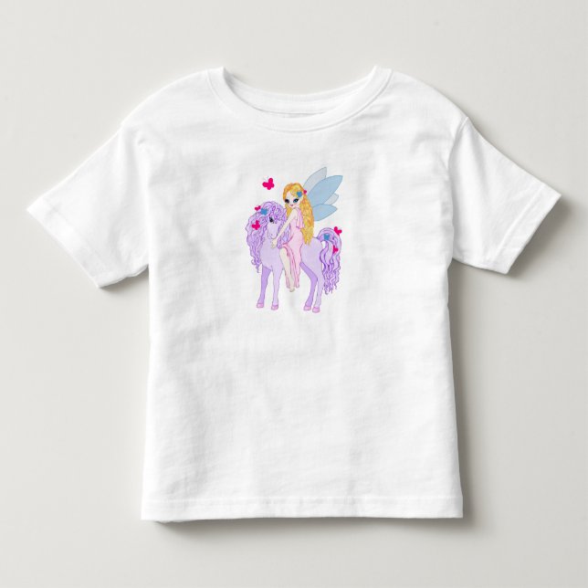Camiseta De Bebé Mariposas y potro rosados de la lavanda (Anverso)