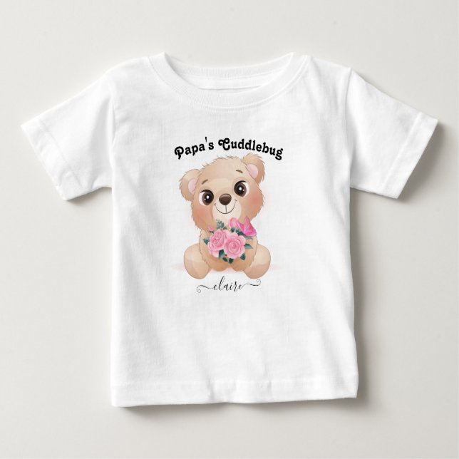 Camiseta De Bebé Mariquita de papá con nombre de bebé oso marrón (Anverso)