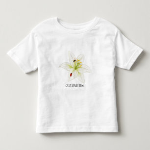 Camiseta De Bebé Mariquita Roja Flor de Lirio rosa nombre personali