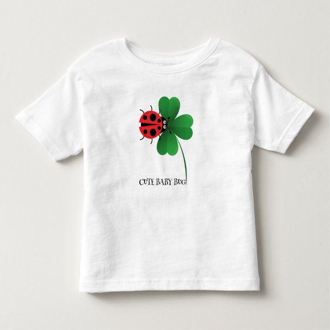 Camiseta De Bebé Mariquita roja linda en hoja de la suerte Niños  (Anverso)
