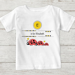Camiseta De Bebé Mariquitas añadir nombre negro y amarillo