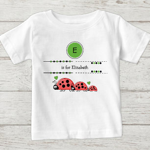 Camiseta De Bebé Mariquitas añadir nombre negro y verde