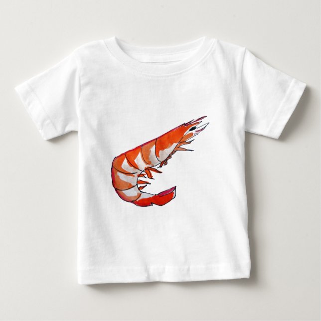 Camiseta De Bebé Mariscos de camarón, arte kitsch (Anverso)