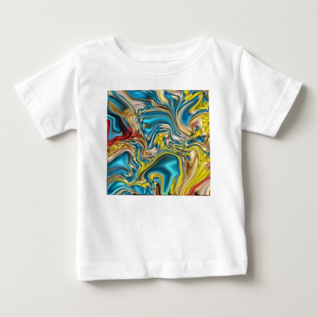 Camiseta De Bebé mármol abstracto giratorio amarillo azul turquesa  (Anverso)