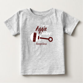Camiseta De Bebé Maroon Plaid Rattle Aggie Baby T-Shirt