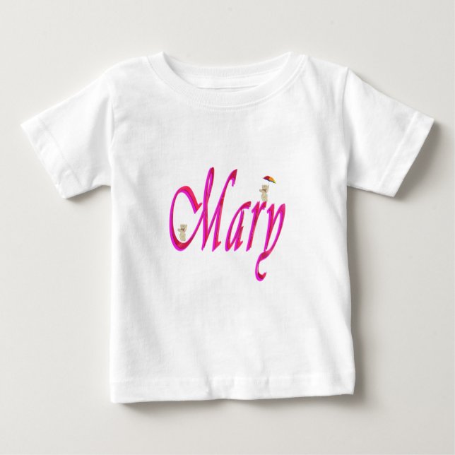 Camiseta De Bebé Mary, Nombre, Logo, Con Ositos de Peluche,  (Anverso)