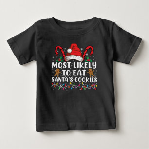 Camiseta De Bebé Más Probable De Comer Las Galletas De Santa Navida