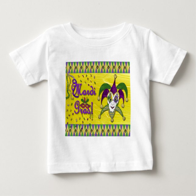 Camiseta De Bebé Máscara de Bufón Mardi Gras Arlequín (Anverso)