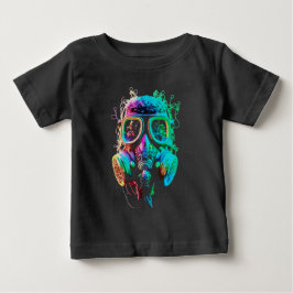 Camiseta De Bebé Máscara de Gas de Neón: Arte de Caos Vibrante