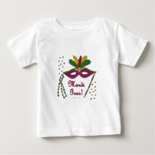 Camiseta De Bebé Máscara de Mardi Gras Plumas Cuentas