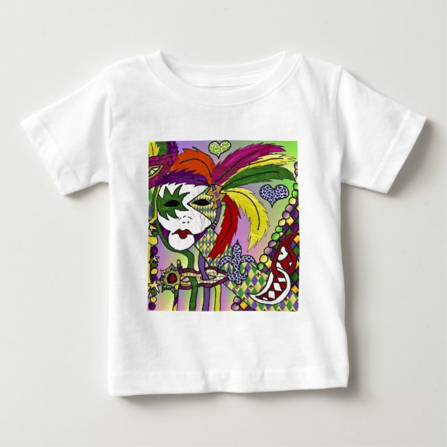 Camiseta De Bebé Máscara de plumas del Mardi Gras psicodélico (Anverso)