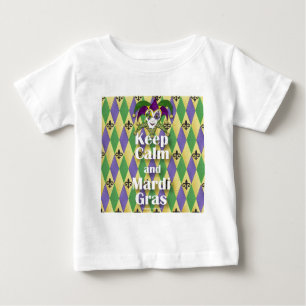 Camiseta De Bebé Máscara Jester mantener la calma y el Mardi Gras