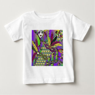 Camiseta De Bebé Máscaras de plumas de Mardi Gras psicodélicas