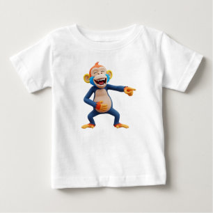 Camiseta De Bebé Mascota de mono señalando y riendo