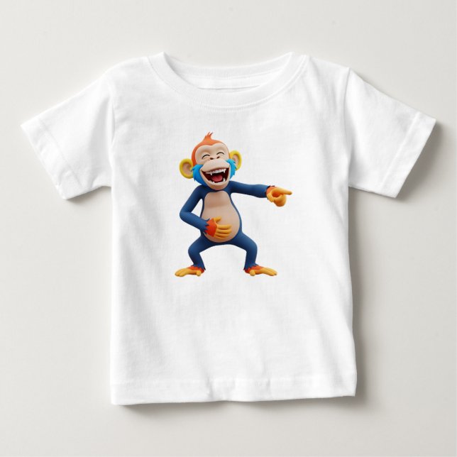 Camiseta De Bebé Mascota de mono señalando y riendo (Anverso)