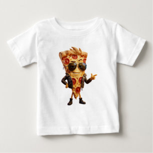 Camiseta De Bebé Mascota de Rebanada de Pizza Fría con Arte de Chaq