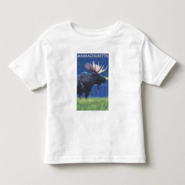 Camiseta De Bebé MassachusettsMoose en el claro de luna (Anverso)