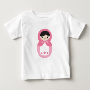 Camiseta De Bebé Matryoshka Doll rosa