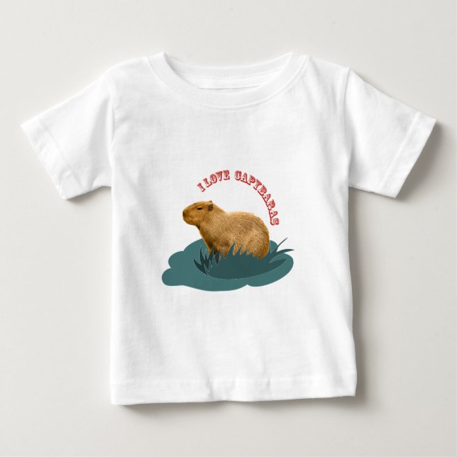Camiseta De Bebé Me encanta el bebé de capybaras (Anverso)