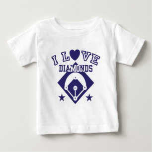 Camiseta De Bebé Me encanta el béisbol de diamantes