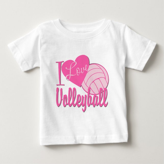 Camiseta De Bebé Me encanta el voleibol rosado (Anverso)