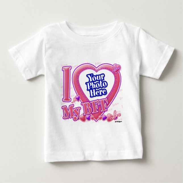 Camiseta De Bebé Me encanta mi BFF rosa/púrpura (Anverso)