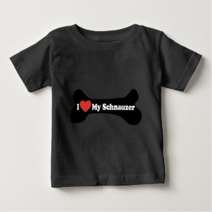 Camiseta De Bebé Me encanta mi Schnauzer - Hueso de perro